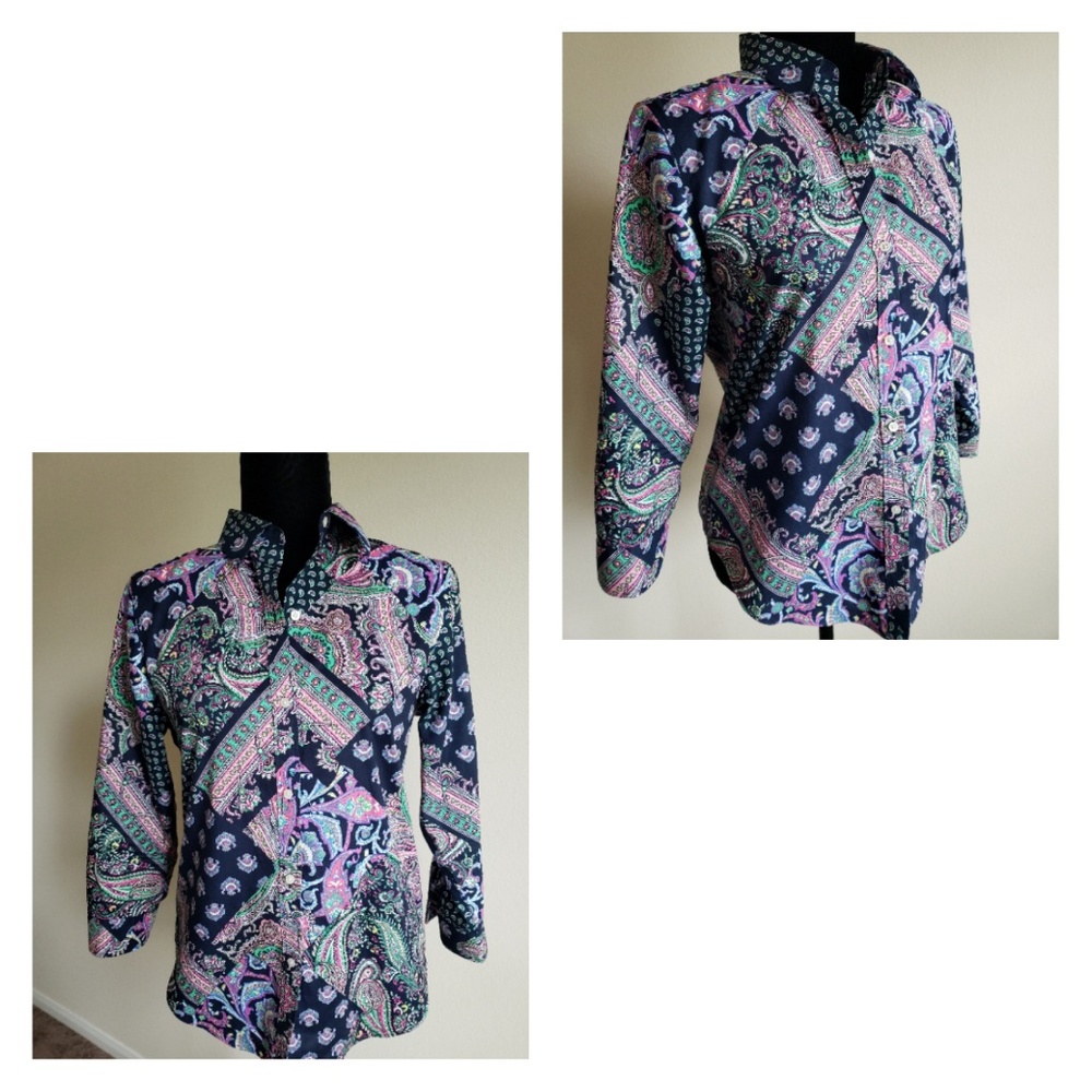*2F25* Lauren Ralph Lauren Blue Paisley Shirt